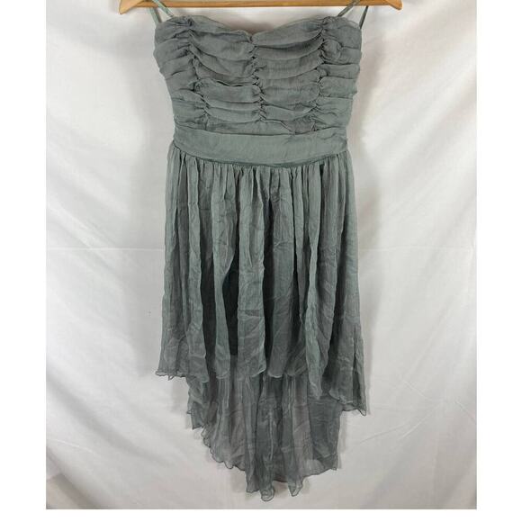 Lush Strapless gauze hi low dress grey size medium - Picture 1 of 5